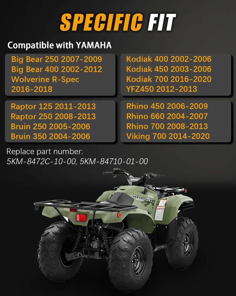 KICRY ATV Brake Tail Light Led Taillight Brake Stop Lights Compatible with Yamaha Grizzly Big Bear Bruin Kodiak Wolverine Rhino Viking 5KM-8472C-10-00 Aftermarket (Bulb w/Plate Light) - Image 2